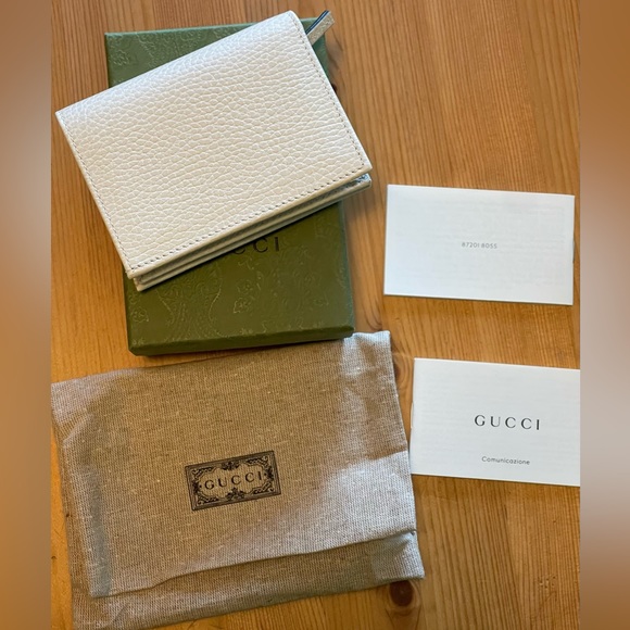 Gucci GG Petite Marmont textured-leather wallet in Ivory/ off- white NWT - Picture 2 of 7